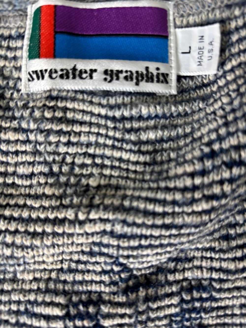 Vintage Textured Grandpa Knit knit – geometric gray – large - Picture 2 of 4